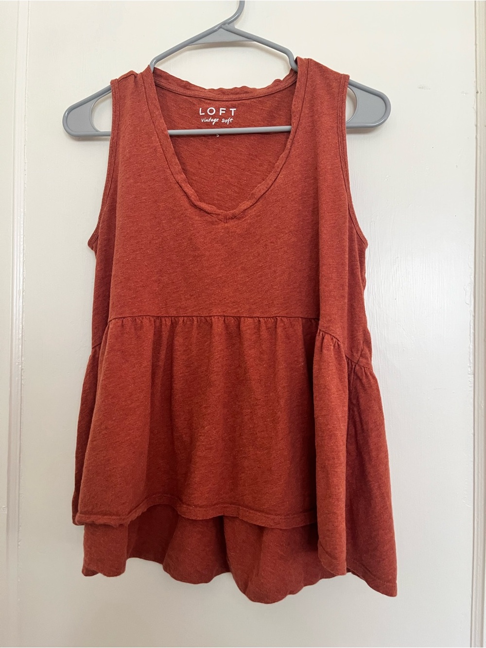 LOFT Rust Red Tiered V-Neck Tank Top